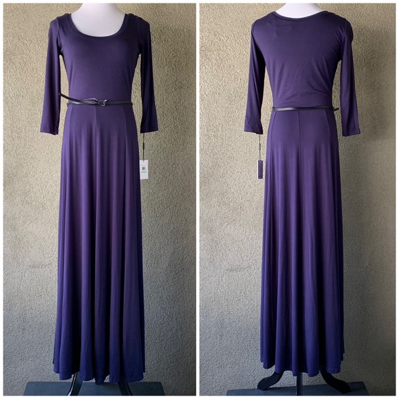 “Calvin Klein” Indigo Blue Fit & Flare Midi-Dress size 8 - Picture 2 of 12